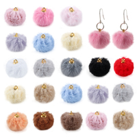 Sunrony 15Pcs/Lot Plush Fur Cover Ball Ball Beads Charms Pendant DIY Pompom Pendant Necklace Earrings For Jewelry Making Finding