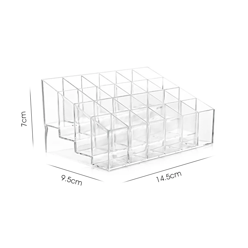 Transparent 24 Grids Acrylic Makeup Organizer Lipstick Holder Display Rack Case Cosmetic Nail Polish Make Up Organiser Tool