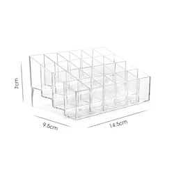 Transparent 24 Grids Acrylic Makeup Organizer Lipstick Holder Display Rack Case Cosmetic Nail Polish Make Up Organiser Tool