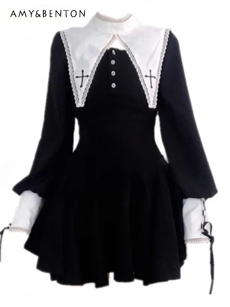 

2024 New Japanese Dark Two High-waisted Halloween Long-Sleeved Dresses For Women