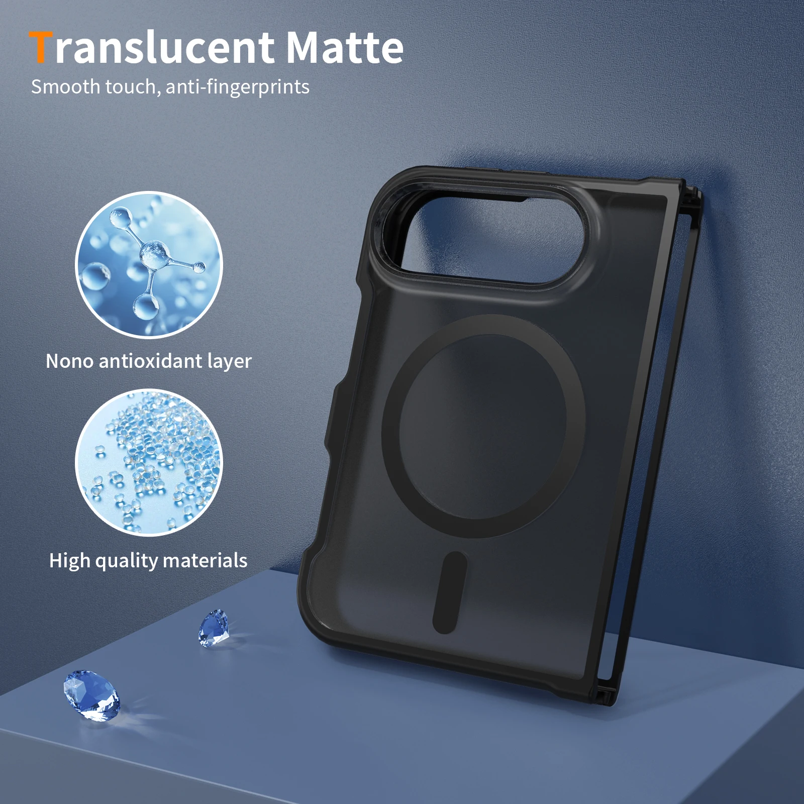 Für iPhone Duo Hülle Leistungsstarke Magnetische Saugkraft Hartschale TPU+PC Matt Anti-Sturz Handyhülle Transluzent Mattiert – Detail 11