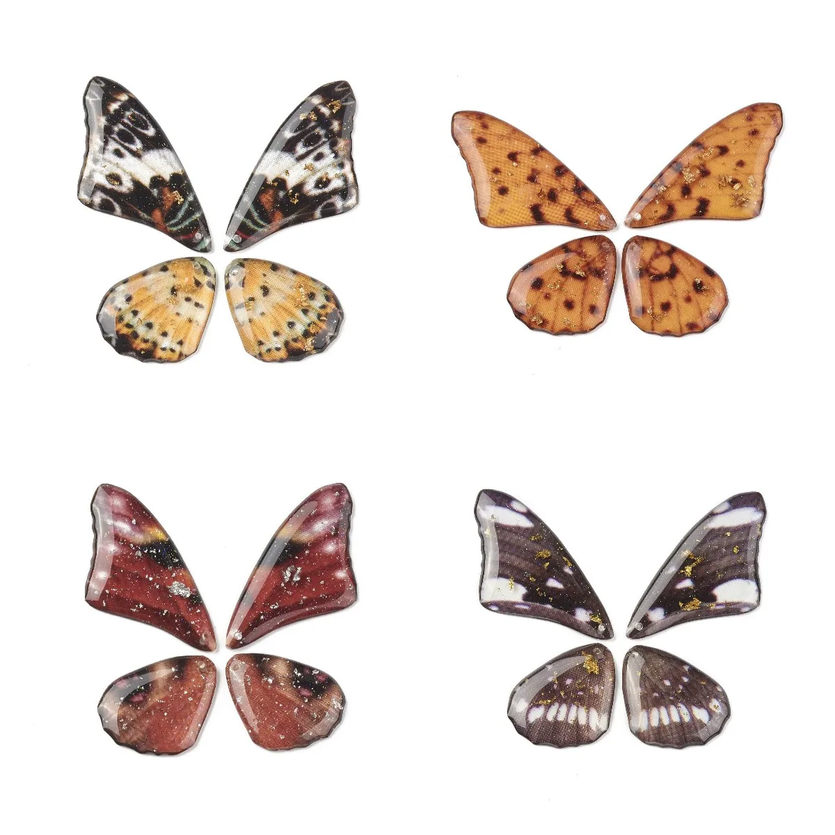 32pcs Translucent Resin Pendants Set Butterfly Wing Charm with Foil For Earrings Necklace Brooches Jewelry Making