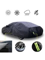 Fundas universales para coche SUV/sedán, protección solar y nieve para exteriores, diseño de cremallera UV para coche, funda negra para coche, S-XXL