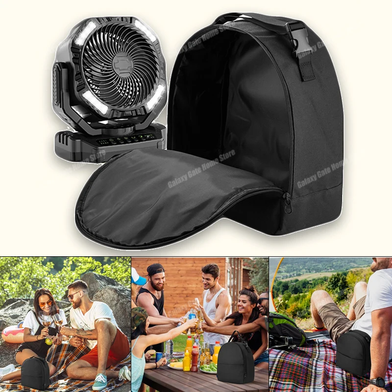

Outdoor Light Fan Black Handheld Storage Bag Camping Picnic LED Lighting Fan Universal Storage Portable Bag Outward Accessories