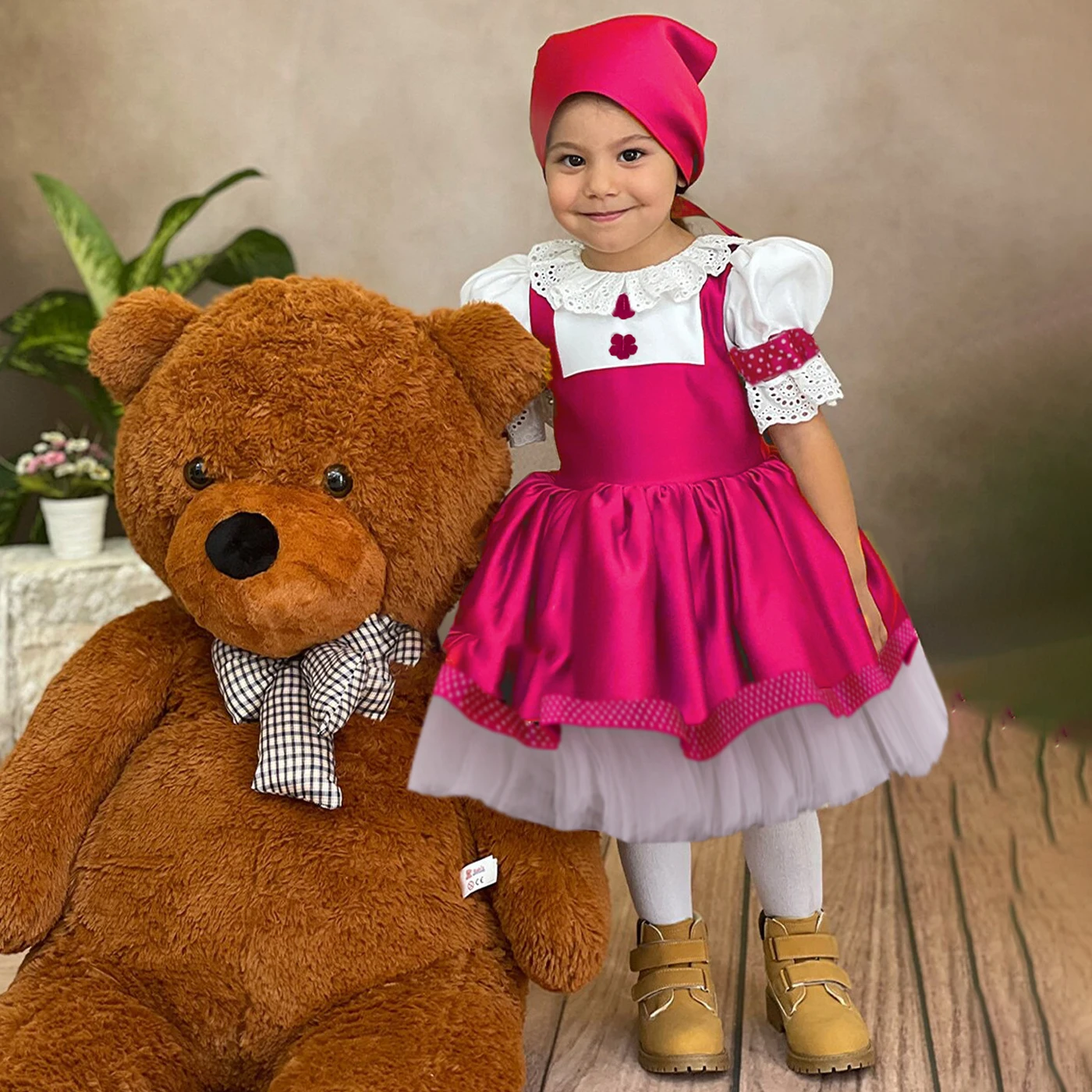 

Ma Sha Bear Maid Party Baby Girl Dresses Toddler Lolita 1st Birthday Princess Dress for Baby Bow Wedding Bridesmaids Kids Clothe