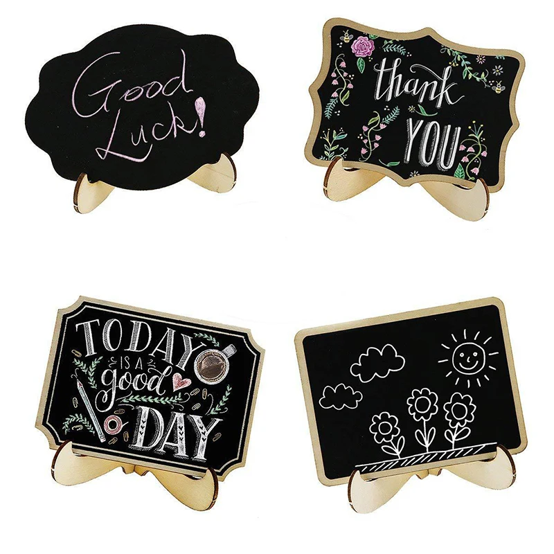 

Mini Portable Chalkboards Signs with Easel Stand Chalkboard Blackboard Wood Place Cards for Weddings Birthday Message Board Sign