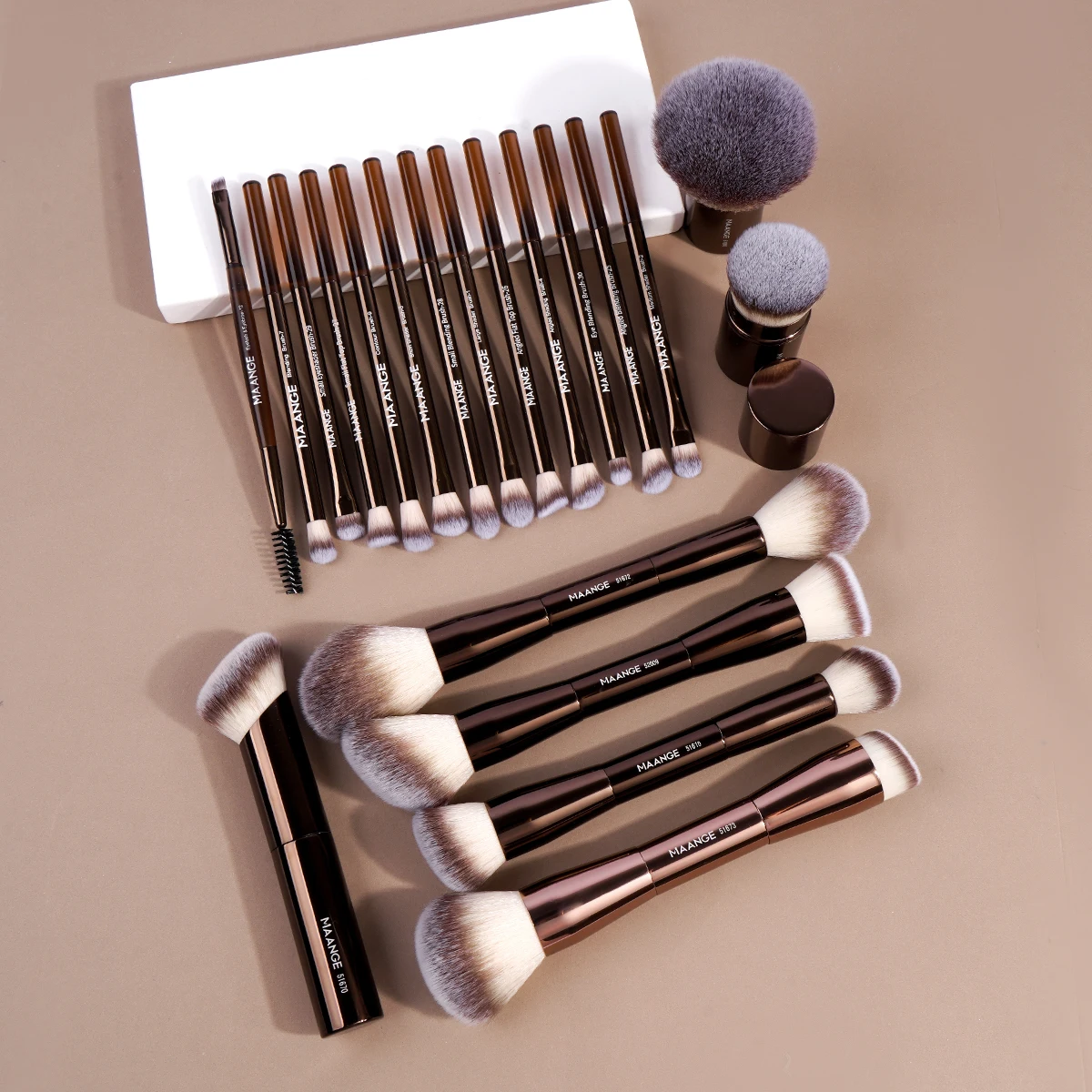 MAANGE 20PCS Premium Makeup Brush Set with High-end Case Double Head Foundation Blush Concealer Eyeshadow Makeup Brush Blending