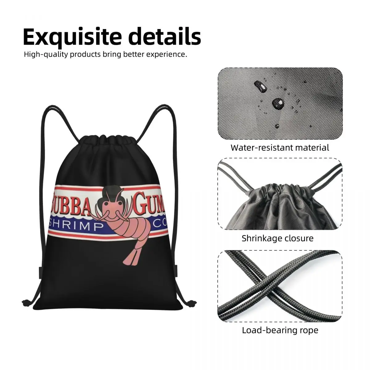 Bubba Gump Shrimp bolsas con cordón portátiles multifunción, bolsa deportiva para libros