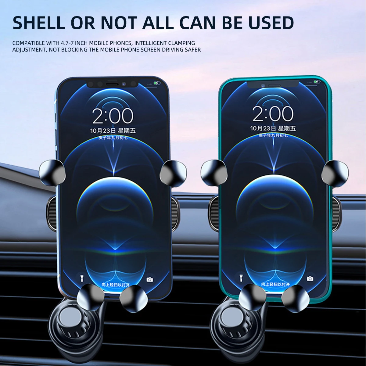Soporte de teléfono móvil con rotación de 360 ° para coche, montaje con Clip para ventilación de aire por gravedad, GPS, para iPhone 13, 12 Pro,