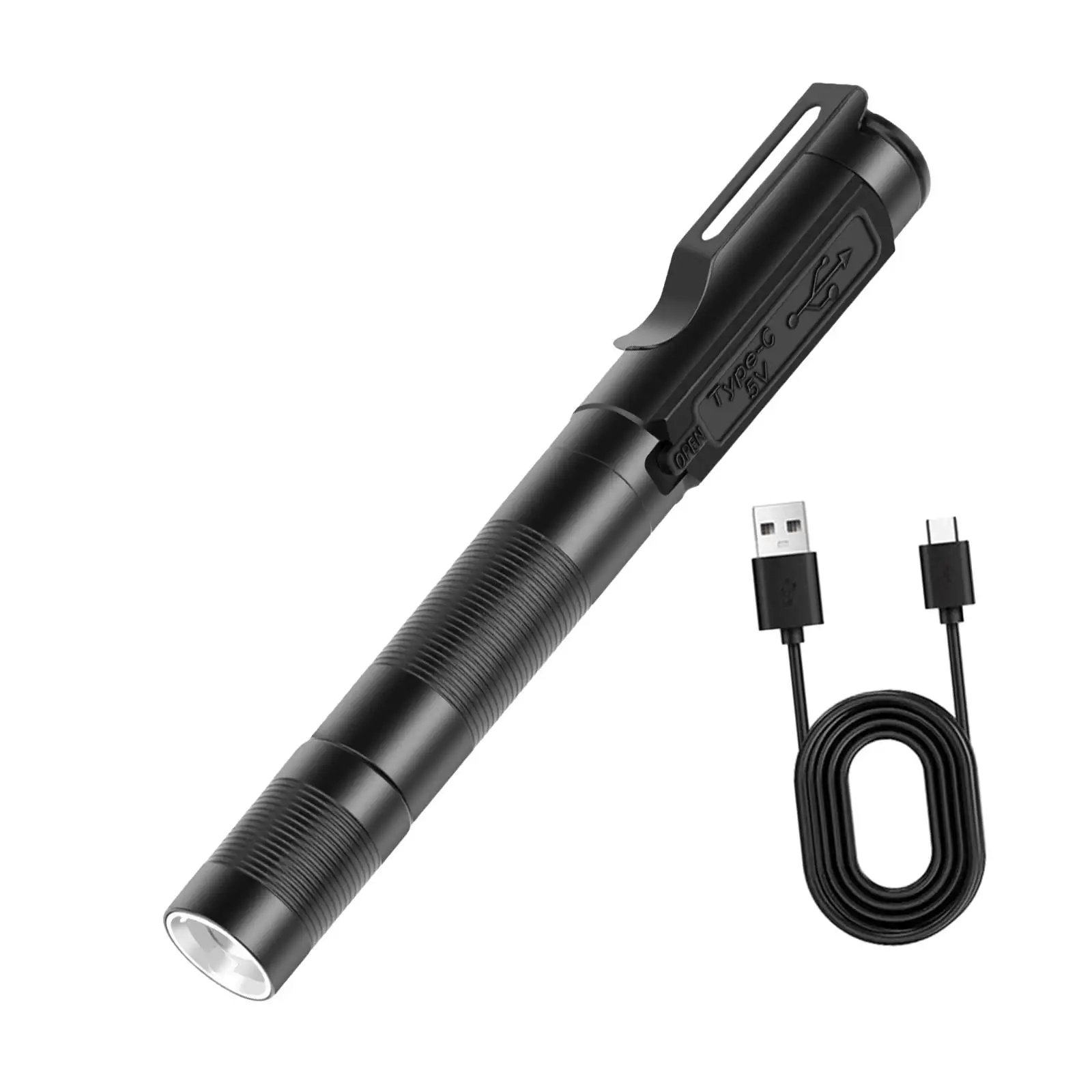 Lanterna LED portátil USB, Pen Light, Tocha, Luz para caminhadas