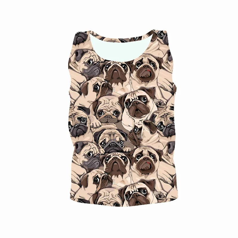 Jumeast Summer Beach Tank Top Shorts Set for Men Women 3D Printed Animal Pugs Dog Design Funny Oversized Vest Sleeveless Tees