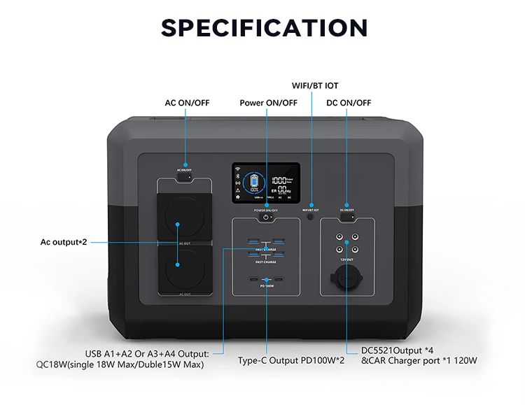 مولد الطاقة الشمسية 1500 واط 220 فولت 110 فولت محطة طاقة محمولة UPS البنك الاتحاد الأوروبي الأسهم سيارة الطاقة المنزل التخييم في الهواء الطلق في الهواء الطلق #4