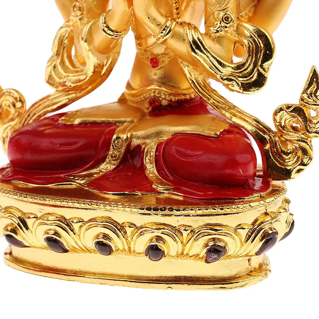 Avalokitesvara Statue Tibetan Small Gilded Statue Bodhisattva 14.5cm Holy