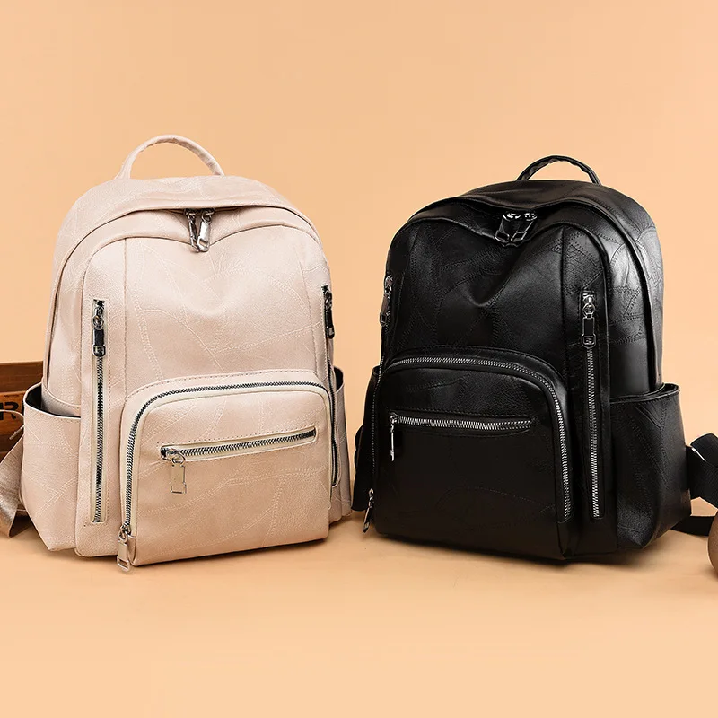 

Autumn and Winter Korean Soft Pu Leather Outdoor Leisure Travel Large Capacity Handheld Backpack for Women
