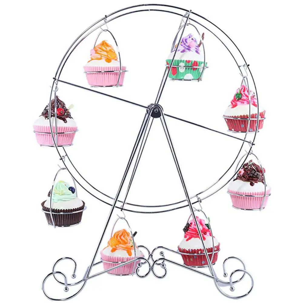 8 Cups Rotating Ferris Wheel Cupcake Dessert Stand Cake Holder Jewelry Display Stand Wedding Party Decoration Display Shelf