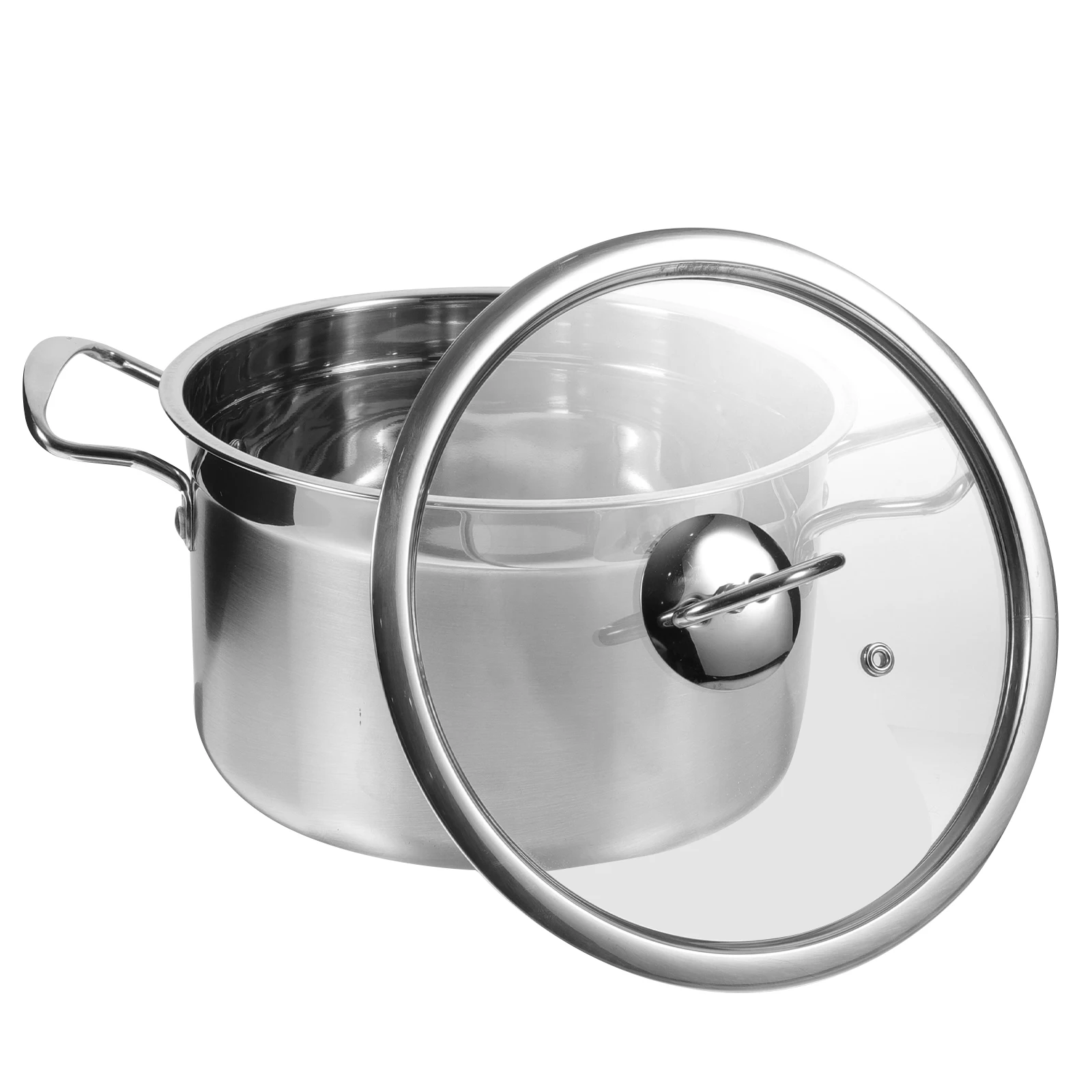 

Even Heating Stainless Steel Soup Pot Double Handle Design Stable Base Lidded Soup Container Large Bottom Area Perfect for Daily