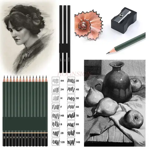 26 pièces/ensemble ensemble de crayons à croquis, fournitures d'art pour étudiants, carnet de croquis, sac en toile portable, stylo à croquis