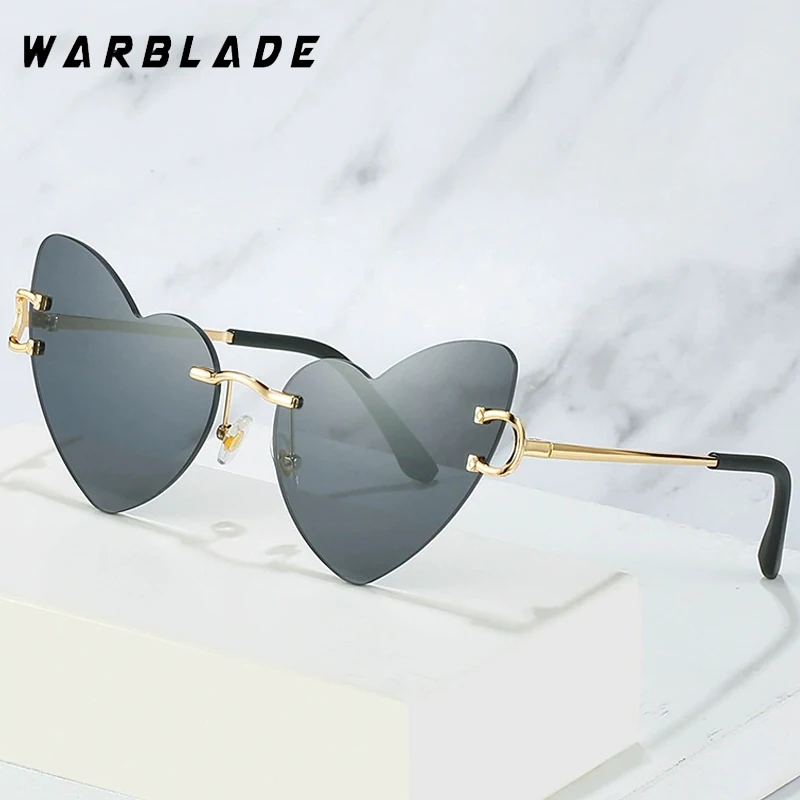 

Luxury Metal Heart Shaped Rimless Women's Sunglasses Fashion Designer Men Sunglass Brand Summer Travel Party Shade Eyewear UV400
