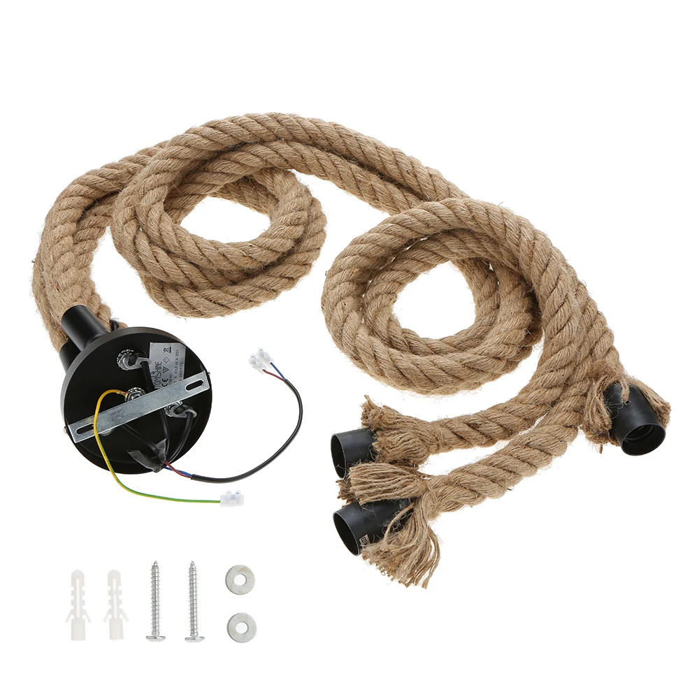 

Подвесной светильник с 3 плафонами из пеньковой веревки, потолочная лампа в индустриальном винтажном деревенском стиле для ресторана, кафе, бара, домашнего декора, цоколь E27