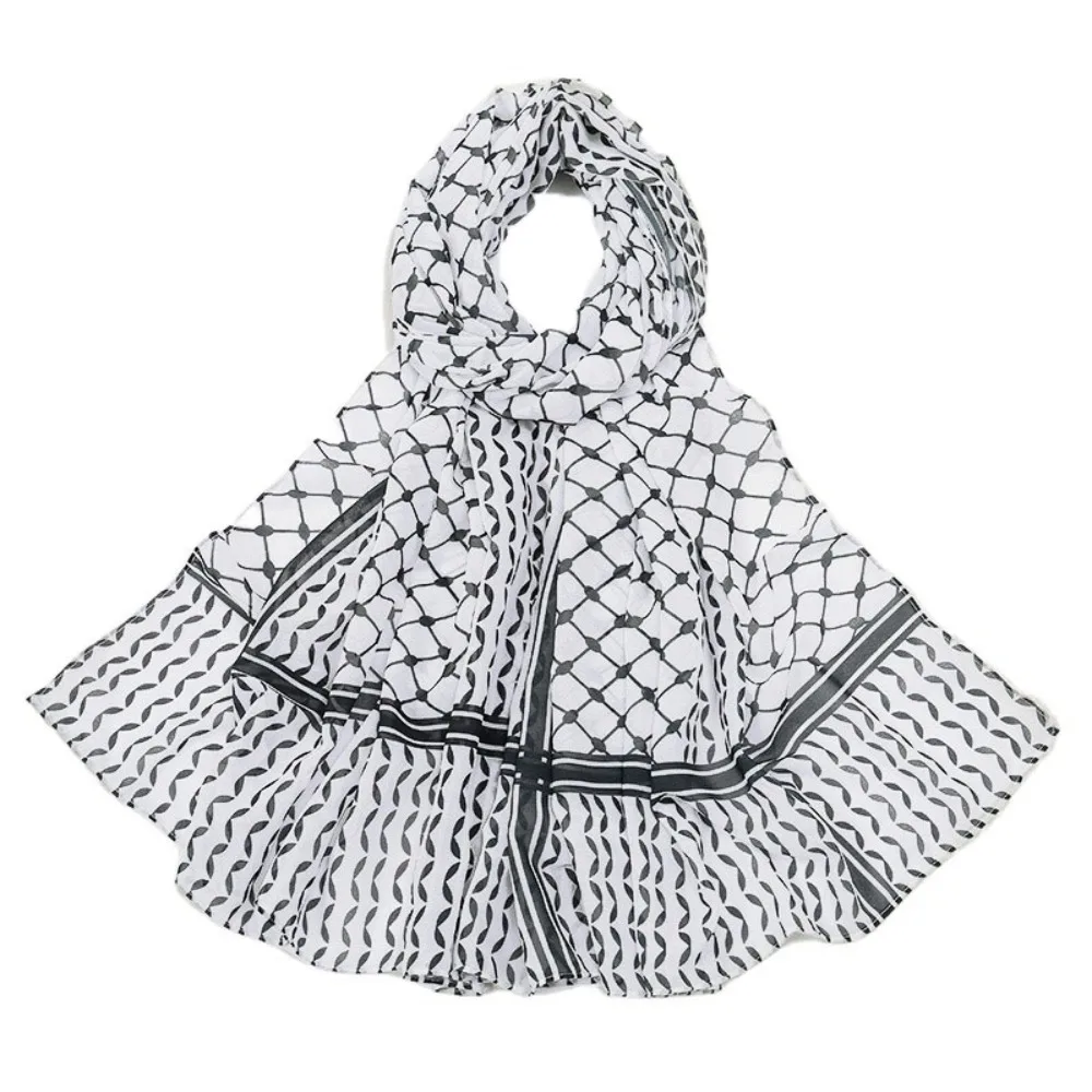 

Turkish Scarf Plaid Print Keffiyel Headscarf Sunscreen Long Chiffon Hijab Scarf Bandana Thin Islamic Headscarf Ladies