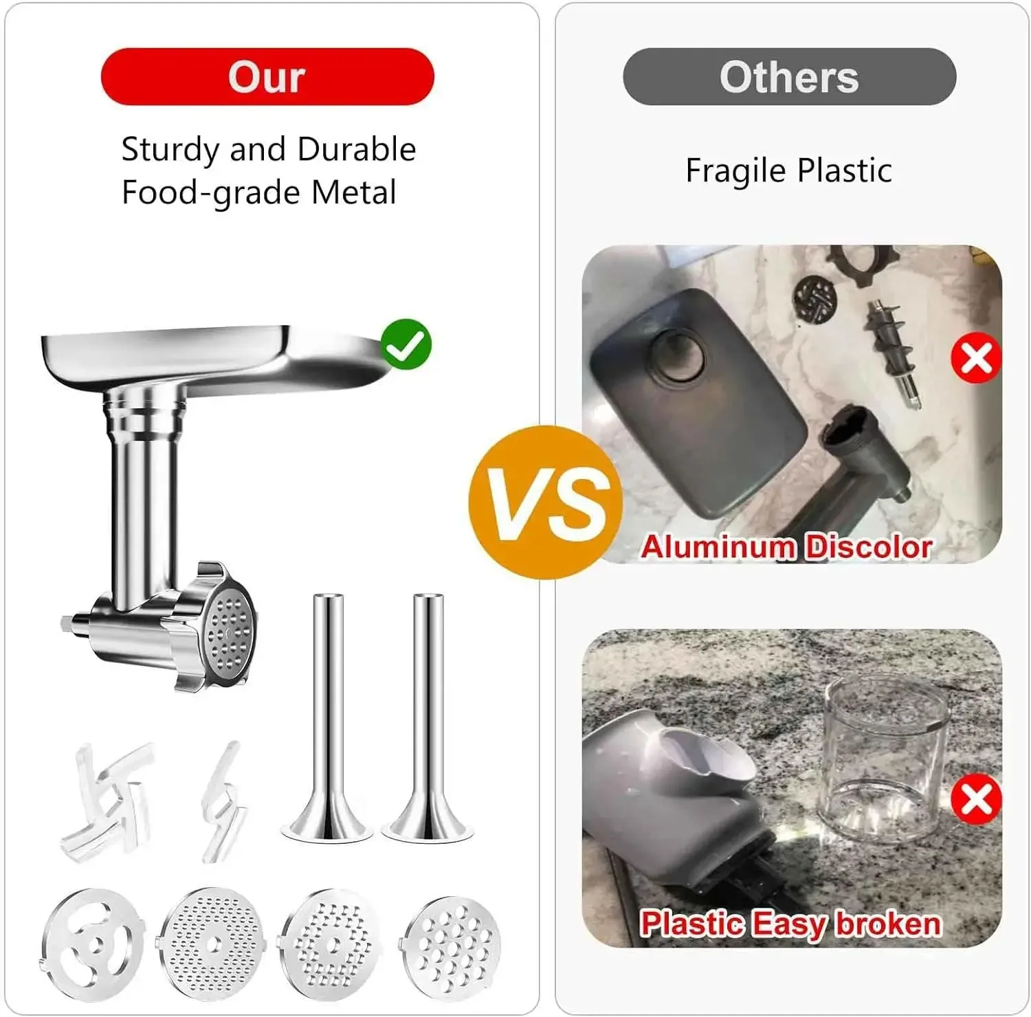 ملحقات مطحنة الطعام المعدنية لجميع خلاطات حامل كيتشن إيد والشيف كوزينارت من سلسلة SM-50 أدوات مفرمة اللحم والسجق #4
