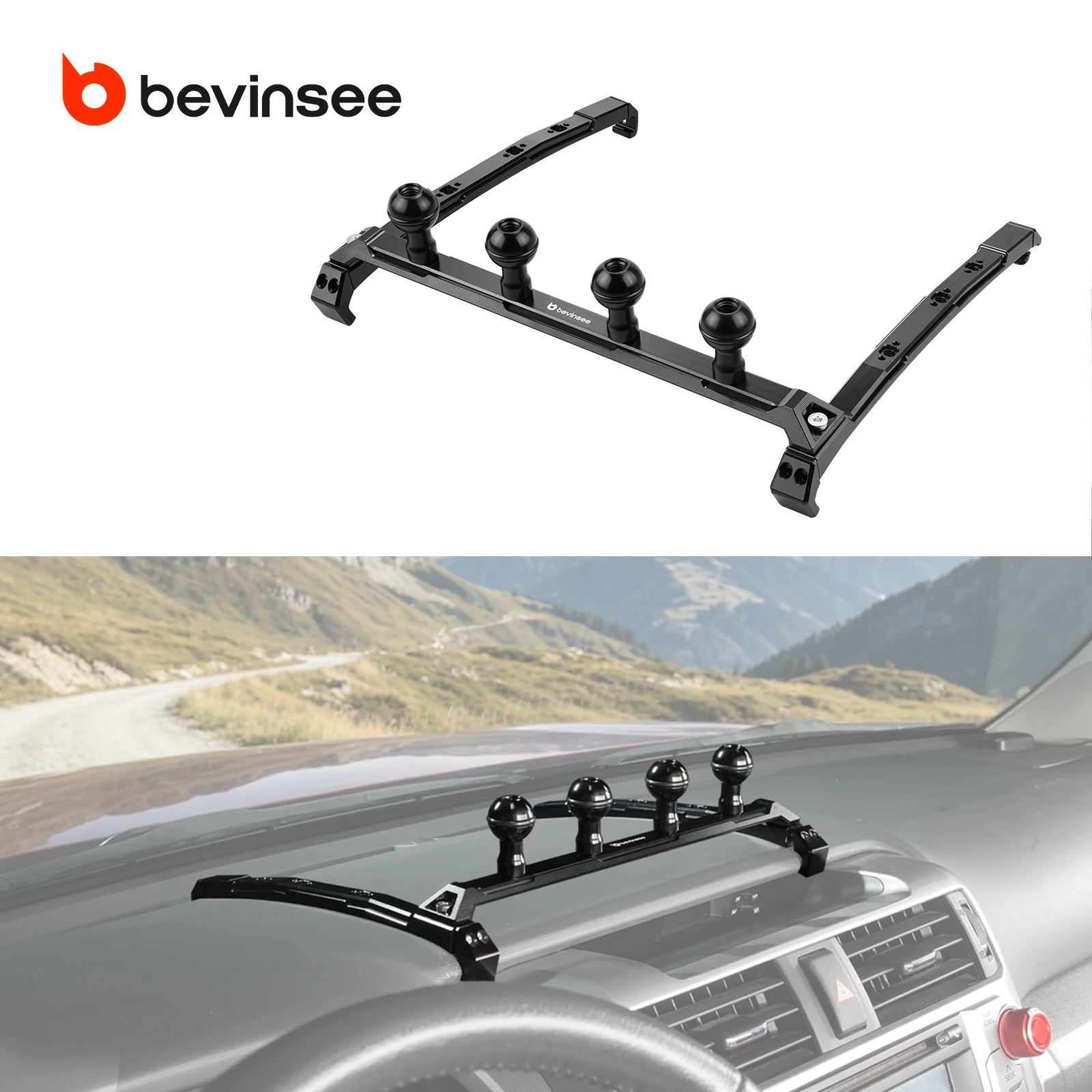 

BEVINSEE Aluminium Modular Dash Mount for Toyota 4Runner 2010-2024, Replace for 55301-35906-C0, Car Interior Accessories