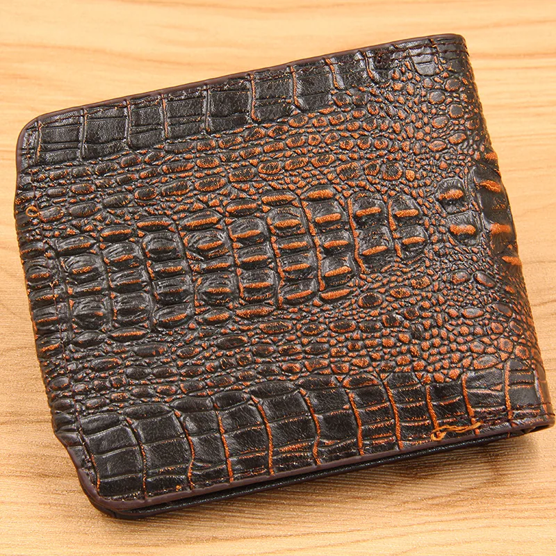 2024 Crocodile Skin Wallet Men Genuine Leather Small Zipper Short Wallets Credit Card Holders Coin Pocket Male Purse Alligator