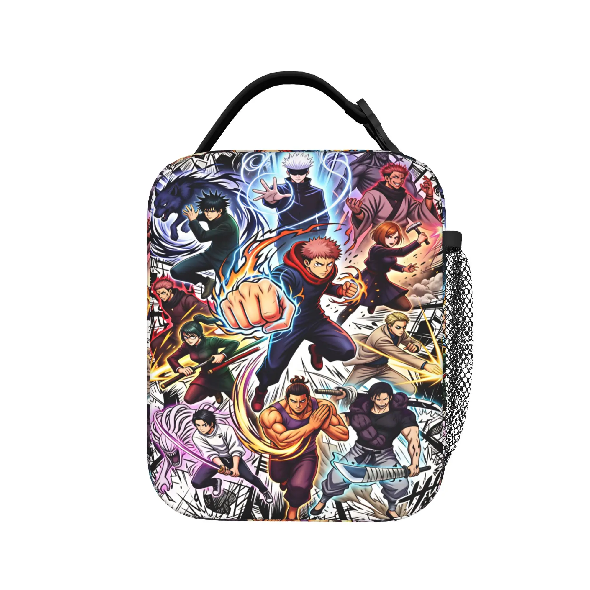 Satoru Gojo Comic Animation Lunch Bag For Women Lunch Box Casual Office Cooler Bag Portable Insulated Oxford Thermal Lunch Bags