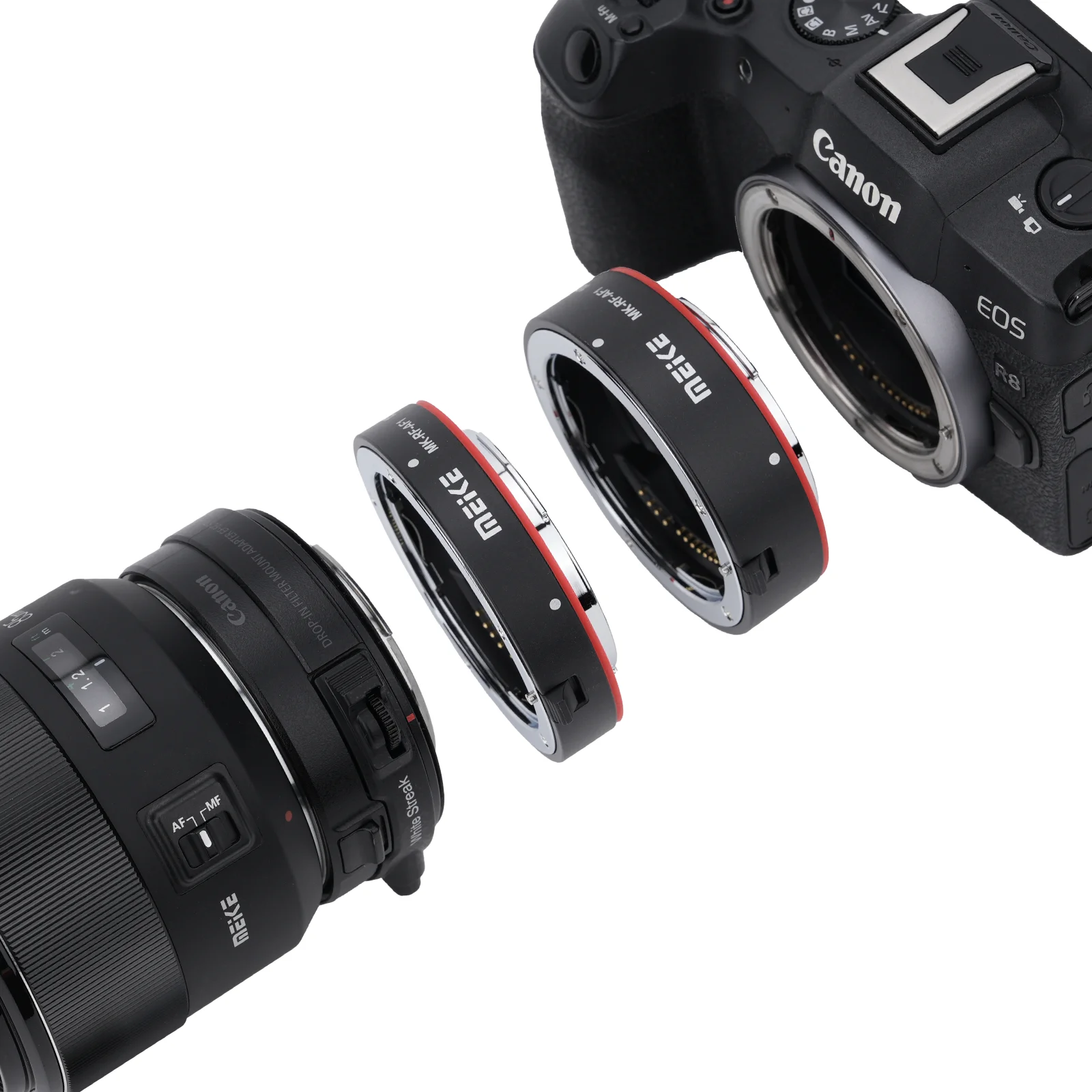 Meike MK-RF-AF1 Metalowa tuba przedłużająca AF Macro z automatycznym ustawianiem ostrości, pierścień adaptera 13mm 18mm do aparatów Canon EOS-R, EOS-RF, EOS-RP. — zdjęcie produktu 3