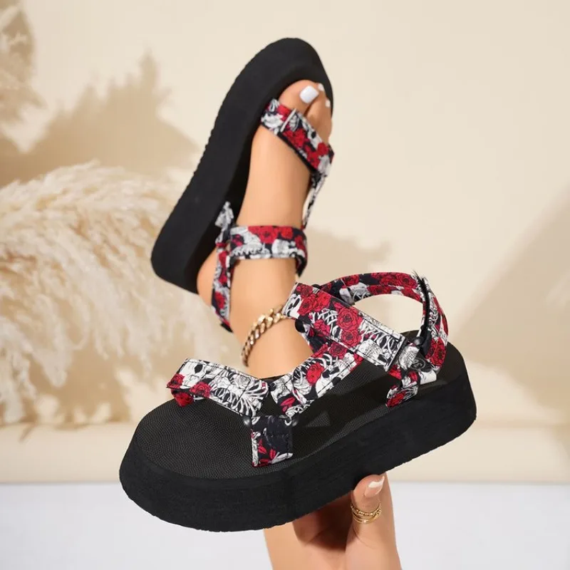 

Ladies new summer thick soled shoes Women comfort cloth Sandals Beach Set Foot Sandals exposed toe Light Casual Slippers