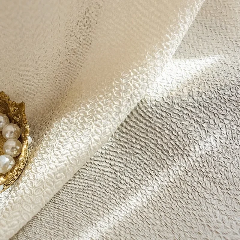 Light Luxury French Style Relief Tassel Shadow Gauze Curtain Curtains for Living Dining Room Bedroom  Retro Gauze