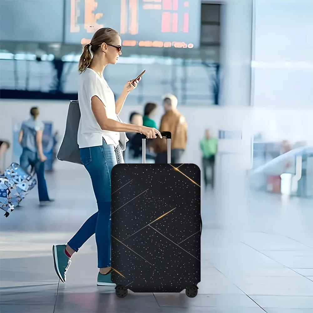 

1 PC abstract geometric print luggage cover for luggage sizes 18 – 32 inches; dust and elastic travel accessories to effectiv