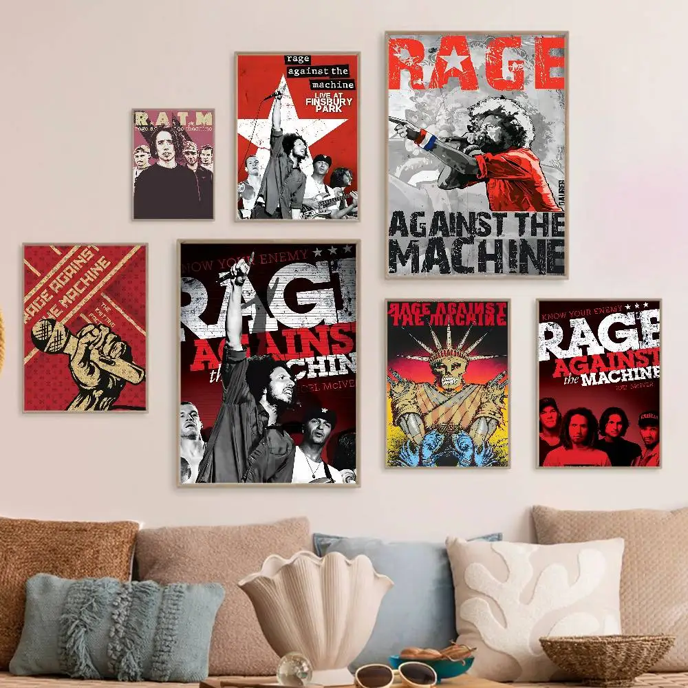 Classic Band R-Rage A-Against T-The M-Machine Anime Posters Sticky Whitepaper Sticker DIY Room Bar Cafe Kawaii Room Decor