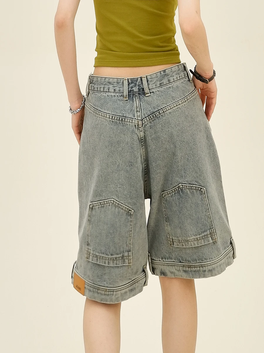 

Reverse Wear Design Jeans Short Girl 2024 Summer New Loose Bf American Trendy Brand Retro Five Points