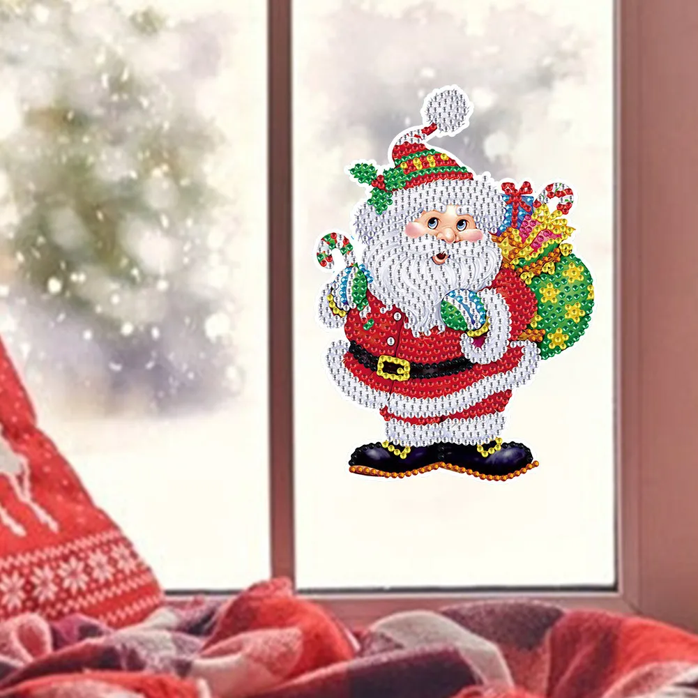 Cartoon Santa Claus Snowman Diamond Painting, Free Stickers DIY Children'S Handmade Sticker 5D Crystal Shaped Diamond