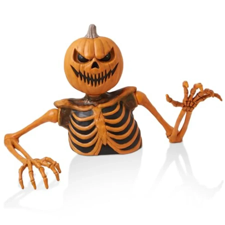 35 Groundbreaking Pumpkin Skeleton, Outdoor Halloween Yard Decorations, Weather-Resistant Plastic, Orange and Black, Lightweigh