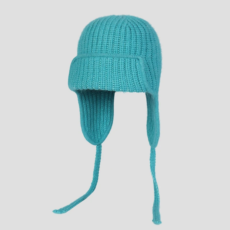 Hat Women Winter Knit Earflap Beanie Warm Autumn Skiing Accessory For Outdoor Luxury