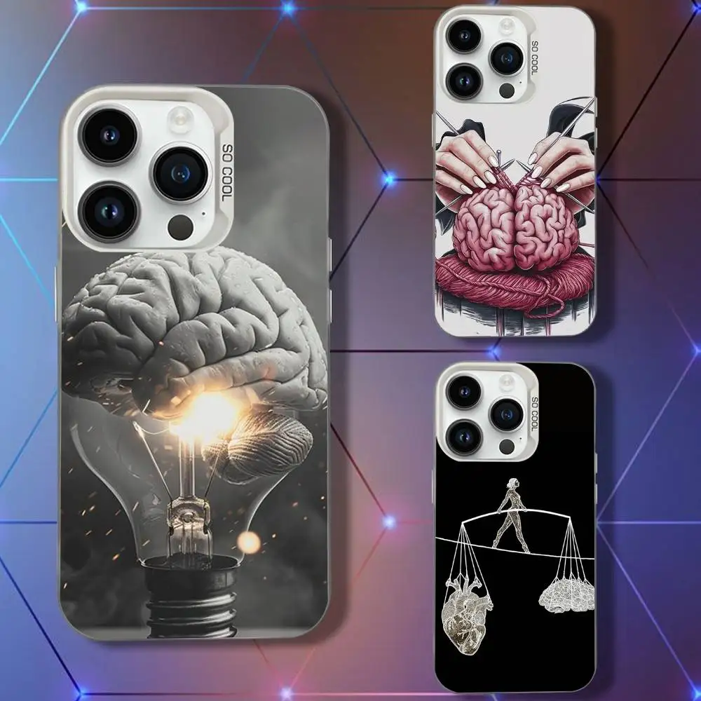 

Art Brain Phone Case For iPhone 16,15,14,13,12,11,Pro,XS,Max,Plus,Mini,SE White Candy Matte Shockproof Cover