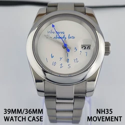 NH35 Watch 36mm/39mm case Who cares im already late Watch No Logo dial Blue Text Dial Sapphire Crystal Glass Luxury men's watch