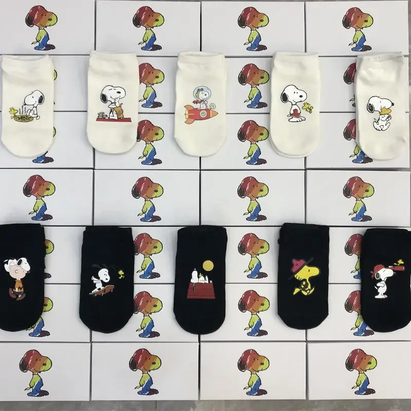 Snoopy Sock Boxed Girl Anime Snoopy Doll Socks Child One Size Printing Shallow Mouth Socks Wholesale Invisible Anti-Slip