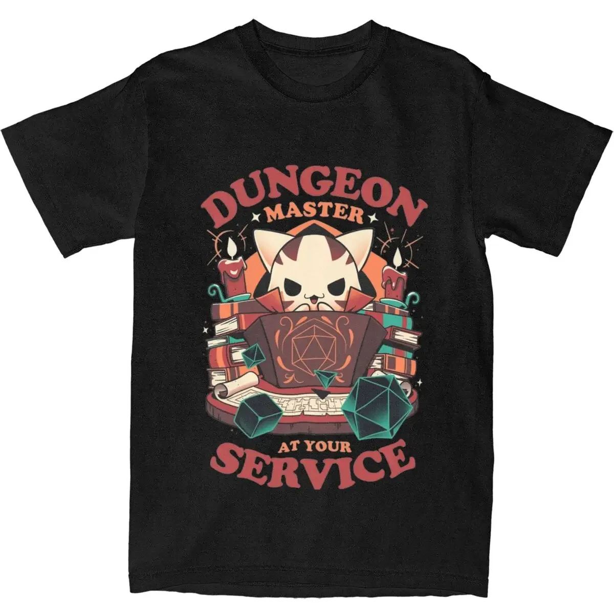 Dungeon Master T Shirt Beach Evil Cats Gamer Y2K Funny T-Shirts Cotton Hip Hop Tee Shirt For Men Short-Sleeved Casual Tops