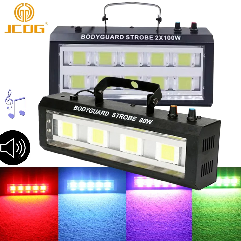 

JCDG RGB White DJ Disco Strobe Lights with Remote Control - Sound Activated Flash for Parties Weddings, Holiday,Stage Lighting