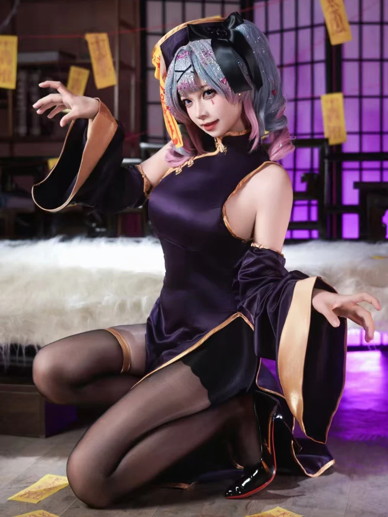 ميكوكو أرنب هول جيانغشي تأثيري شيونغسام زي هالوين أنيمي تشيباو مع بانت قبعة الجوارب الزي دور اللعب الطرف