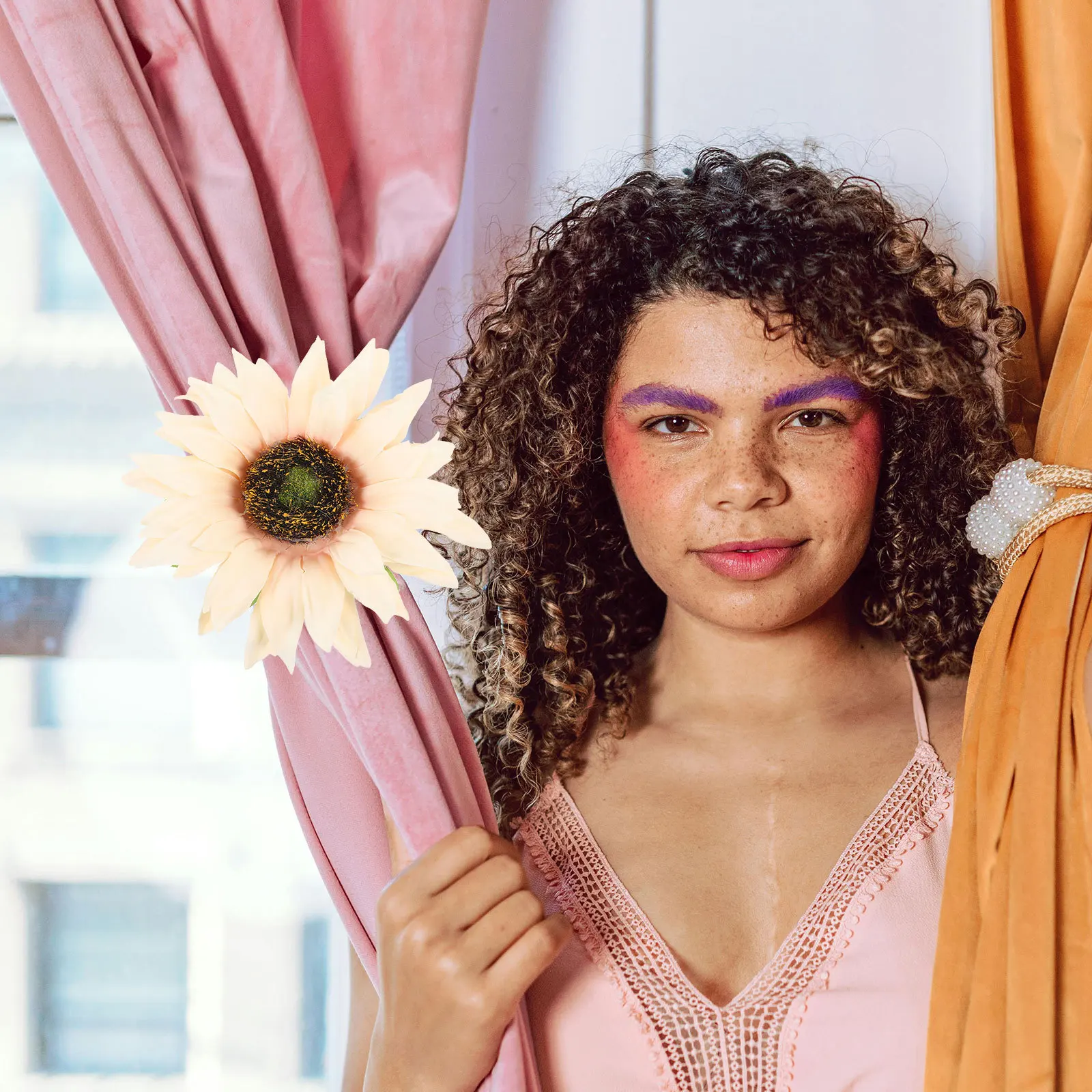 

2pcs Curtain Tieback Clamp Sunflower Design Drapery Holdback Clip For Living Room Bedroom Curtain Accessory Drapery Binding