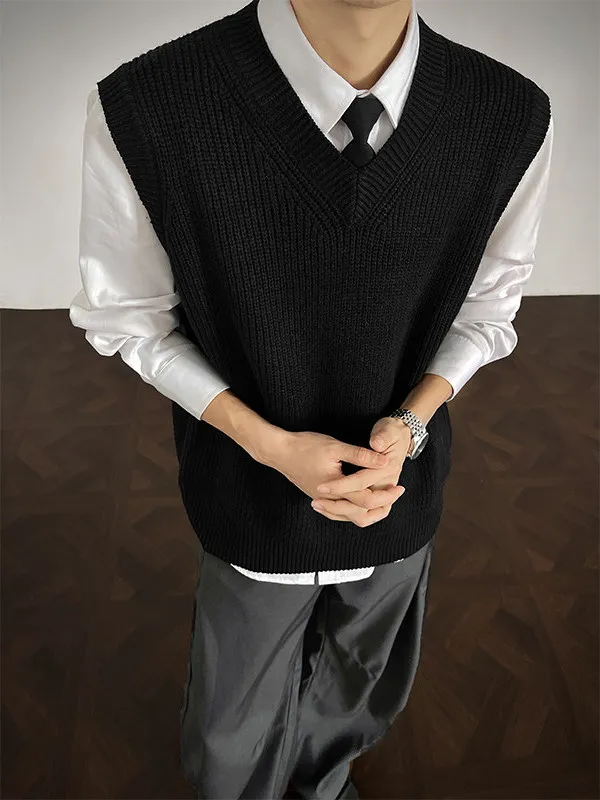 

Вязаный жилет в стиле ретро с v-образным вырезом, мужской осенне-зимний свободный свитер с надписью Svel, майка Base irt, повседневный Sle, молодежная энергия