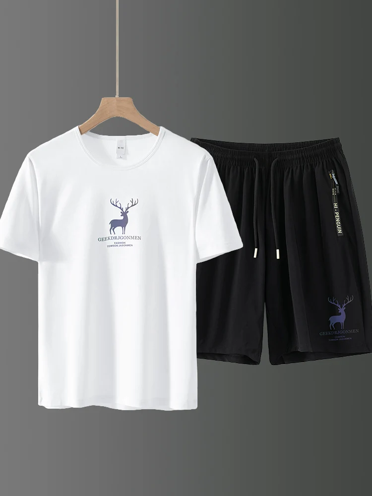 

Men's Modal Ice Silk Qui Dry Sports ort Sve T-irt And orts Set Summer Casual Wear Comfortable Breathable Cool Feeling