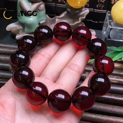 Natural High Quality Red Amber Bracelet Round Bead Single Circle Men's and Women's Beeswax Bracelet Jewelry Holiday Gift Masco