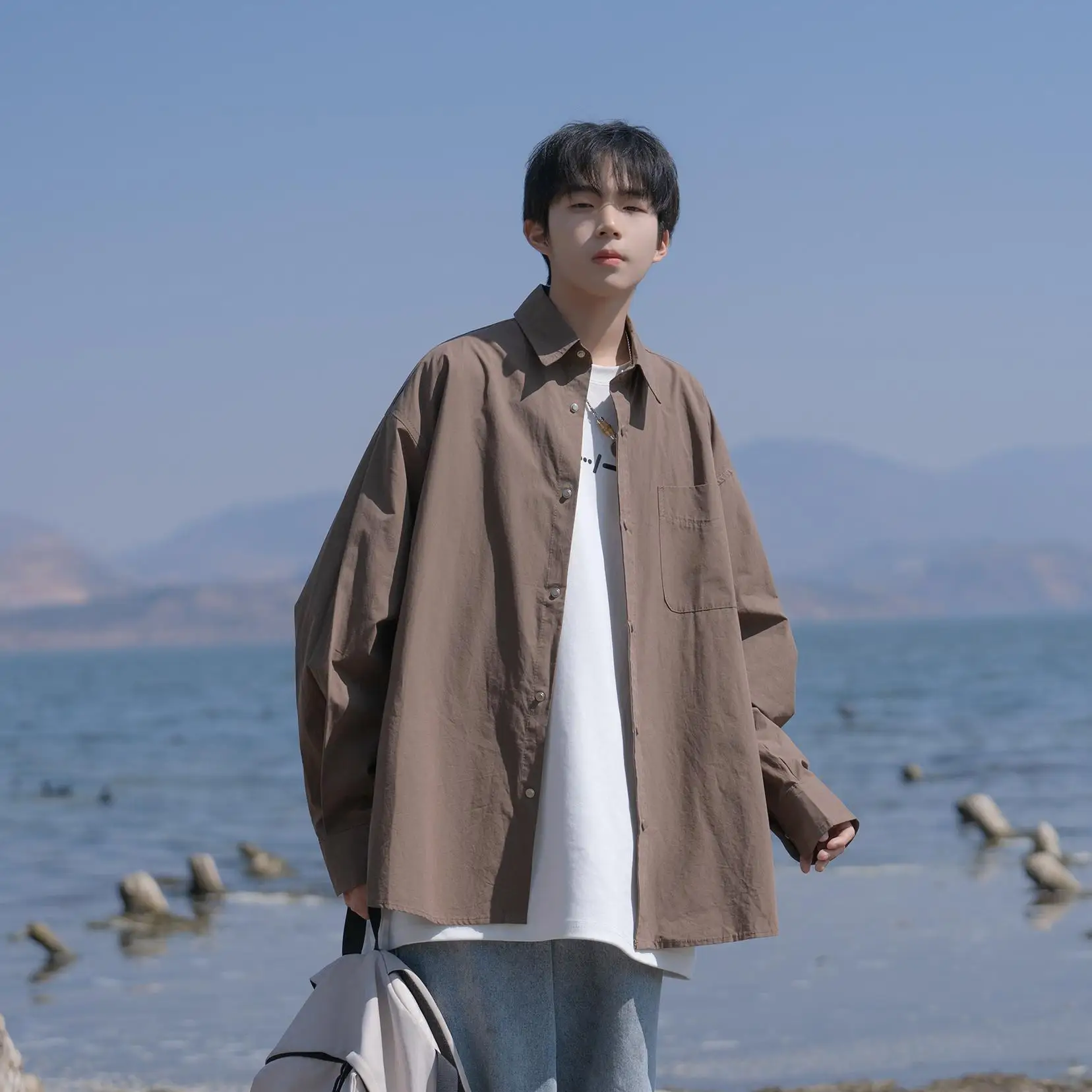 

Мужское пальто Bla Long Sve irt для весны и осени, однотонное, премиум-класса, модное, свободного кроя, с пуговицами