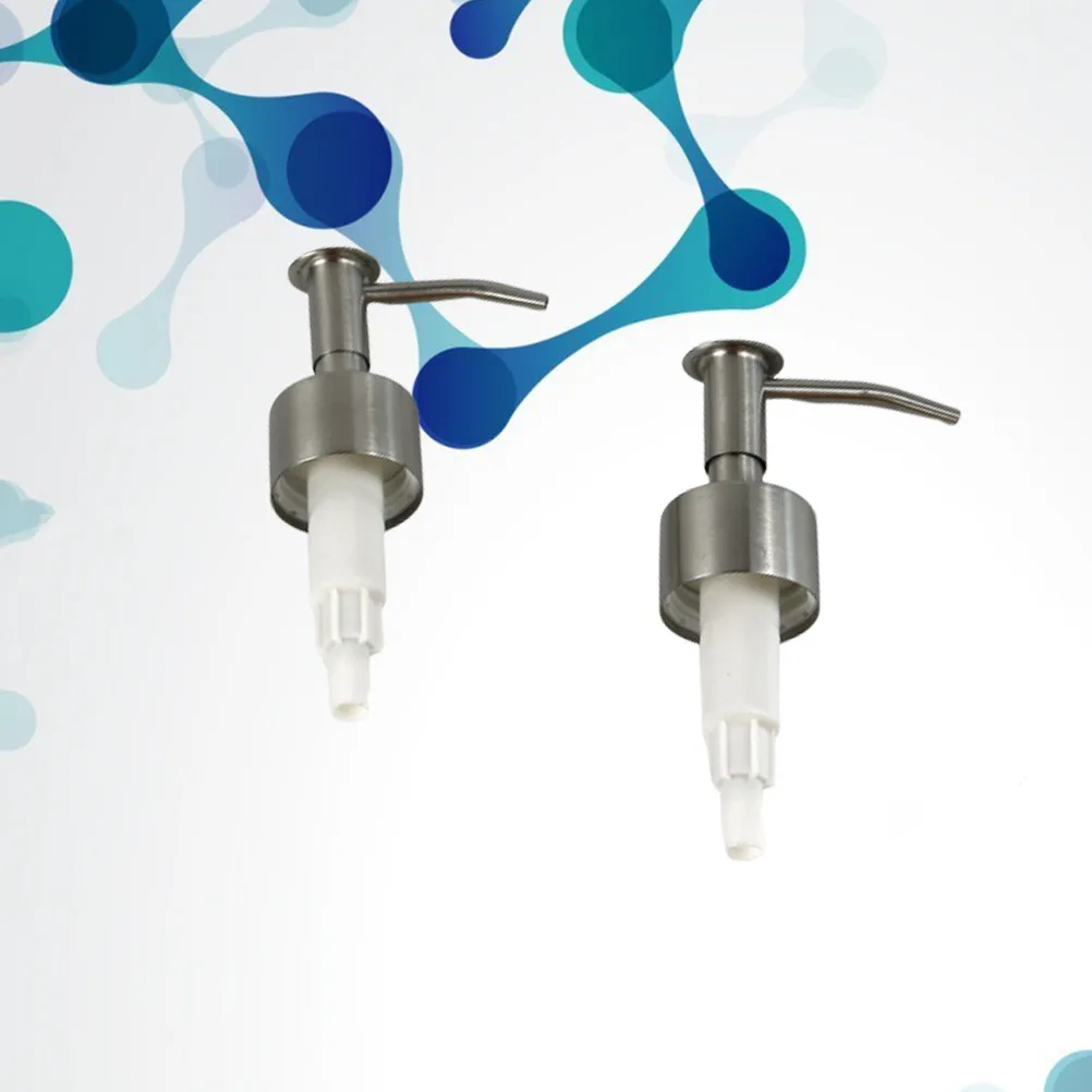 2Pcs Lotion Pump Heads Stainless Steel Press Pump Dispenser Caps Reusable Eco Friendly for Thick Liquids Soap Detergent Refill