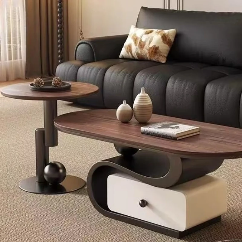 

The new antique walnut solid wood coffee table is modern and lightweight for luxury and simple home use